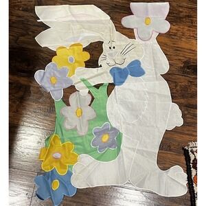 Vintage Easter Bunny Flag 27x36" Nylon Rabbit Carrot Holiday Adorable Bunny